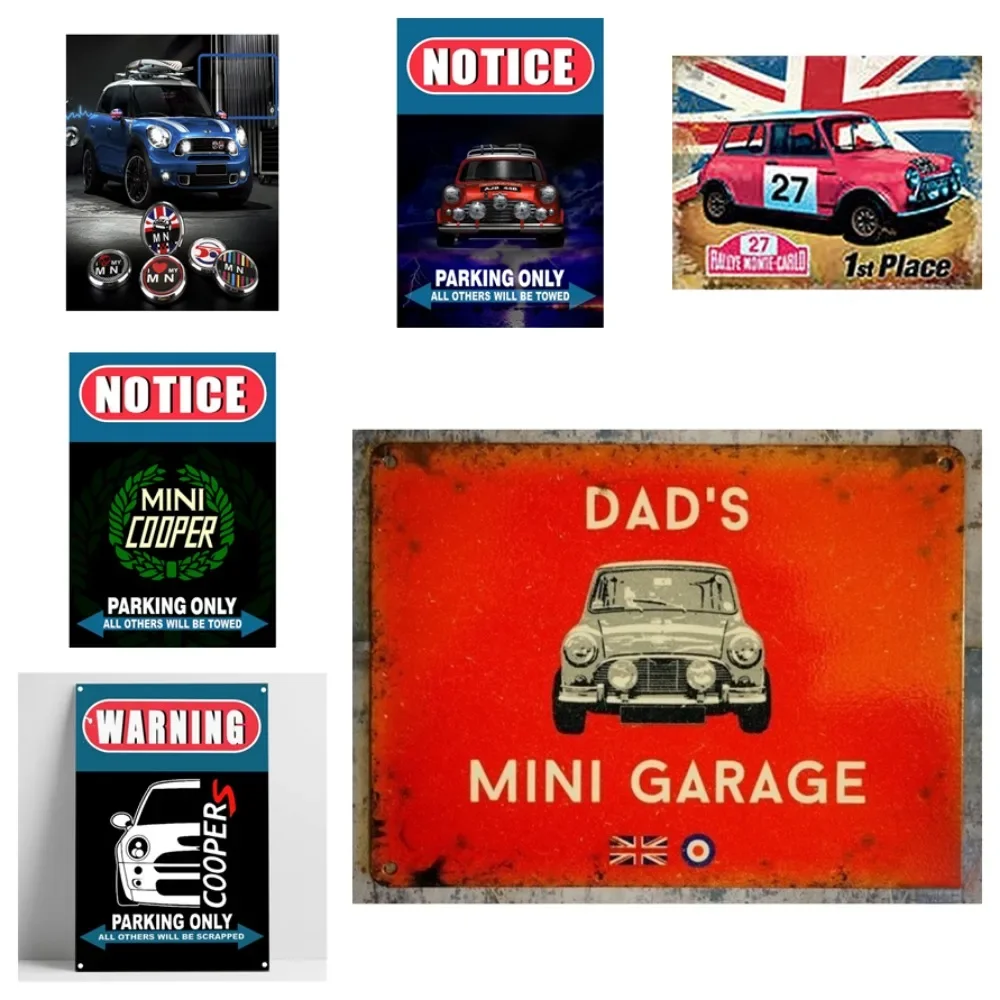 Metal Tin Sign Poster Wall Plaque    Austin Mini Cooper s Garage Tin Plate Sign