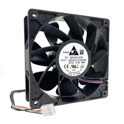 Original Delta QFR1212GHE,High Speed Bitcoin GPU Miner Mining Cooling Fan 120X120X38mm DC 12V 6000RPM Dual Ball Bearing PWM 4P