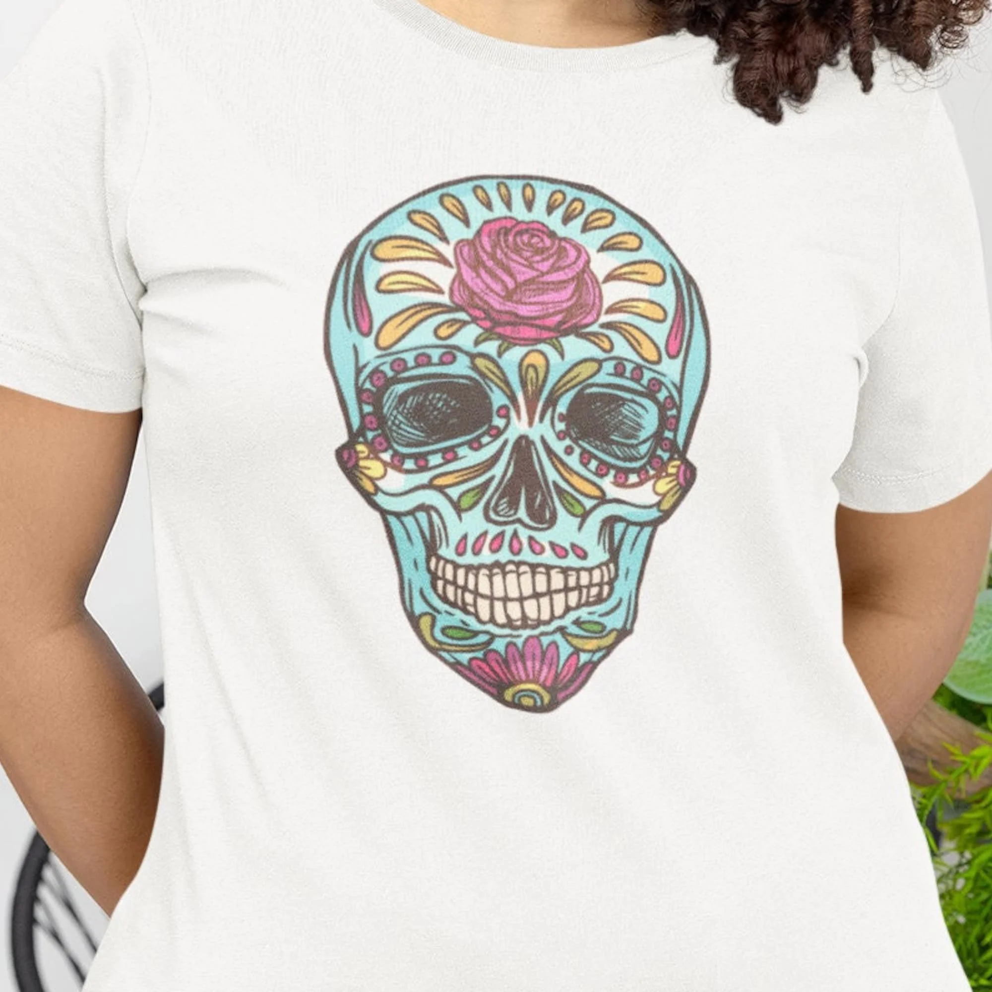 Vibrant Mexican Style Skull Design Tee - Unique Graphic Tshirt