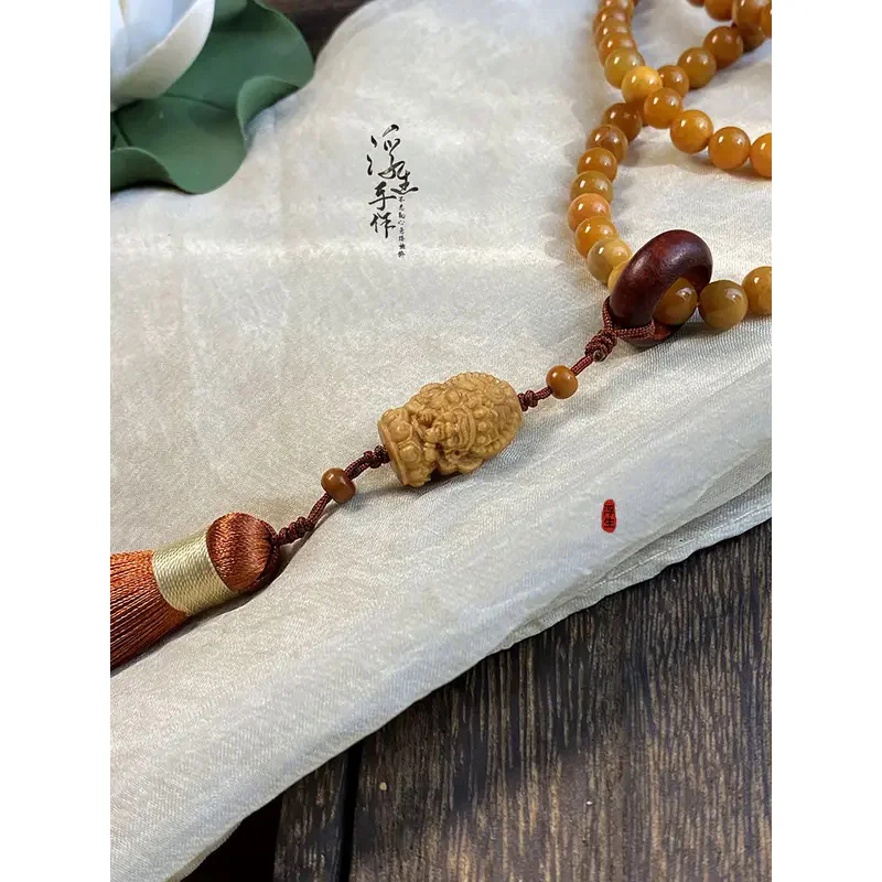 Natural sandalwood zakilam tassel hanging ornaments small size running ring handheld beaded neck beads hanging spike accessories