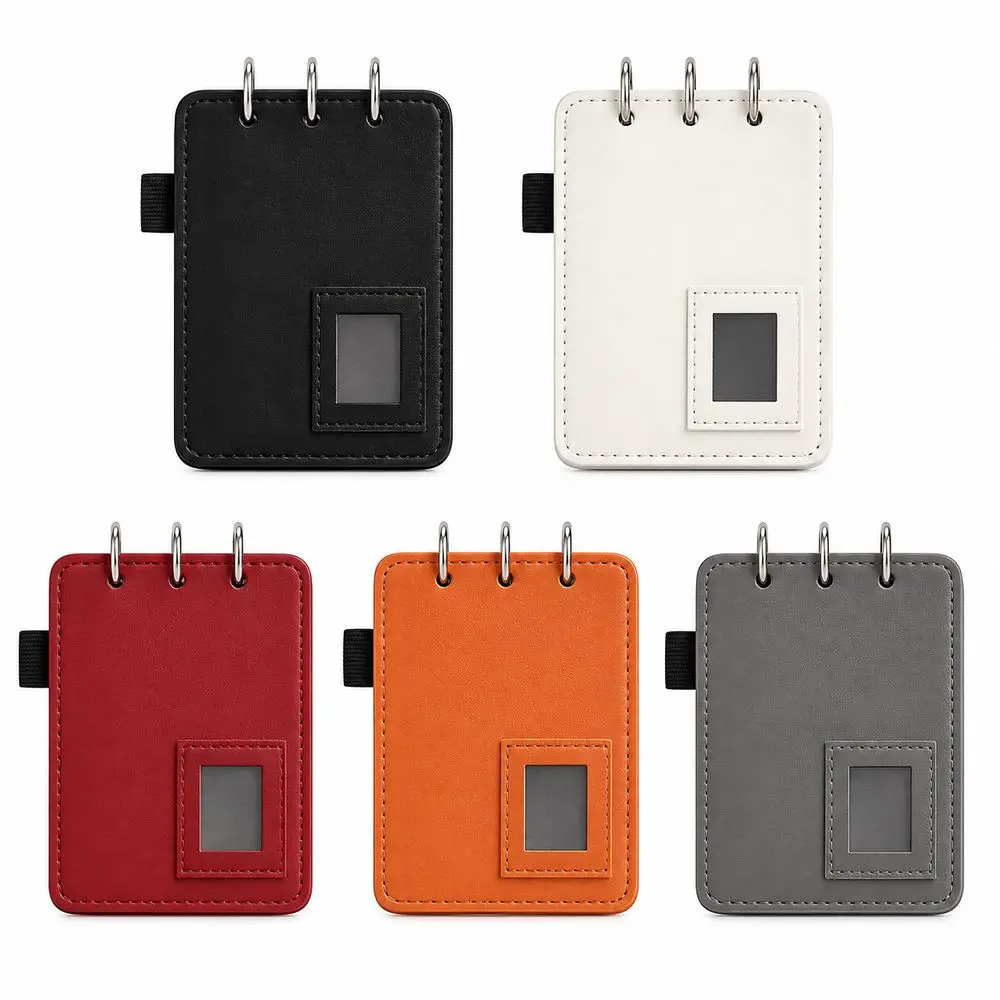 Durable Leather Leather Notebook Cover Detachable 3 Hole 3 Hole Binder Cover Flip Photo Slot Flip Binder Cover Planner Album