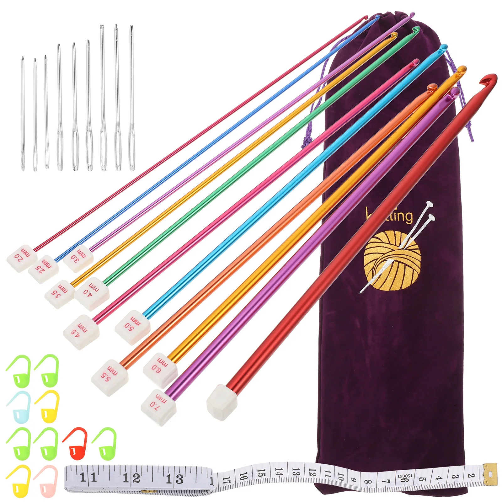 

1Set Yarn Crochet Hook Set Smooth Polished Knitting Tools for Sweaters Hats Gloves DIY Braiding Needle Kit Yarn Crafts
