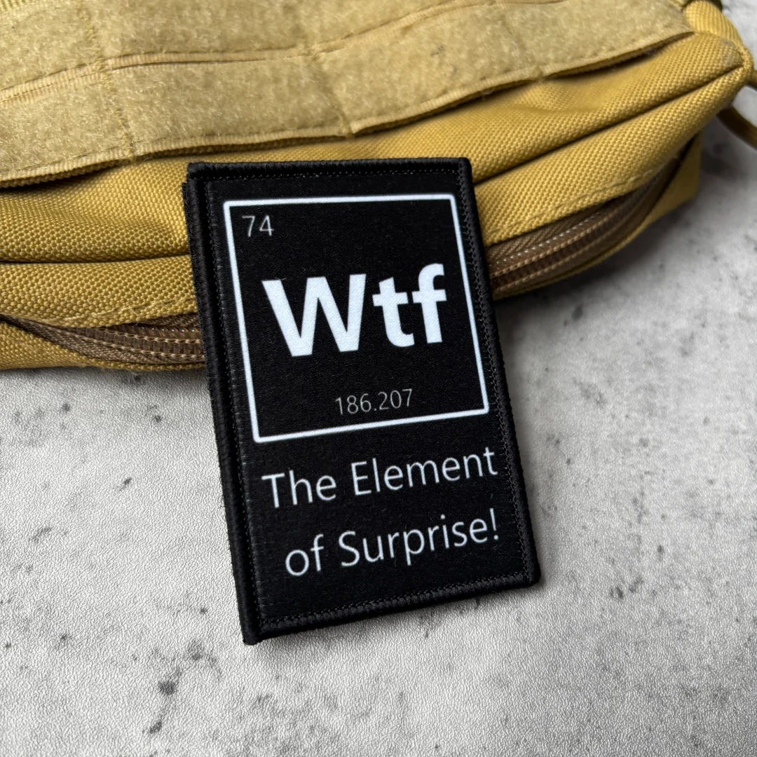 WTF Element of Surprise Patch Lustiger Taktischer Moral-Patch mit Aufdruck und Klettverschluss für Rucksack, Jacke, Weste, Ausrüstung – Detail 4
