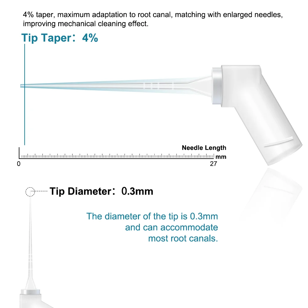 AI-Endo-2S Dental Endo Syringe Irrigation Root Canal Needle Tips Washing 60 degree Elbow 4% Tip Taper with Two Outlets 30pcs/box