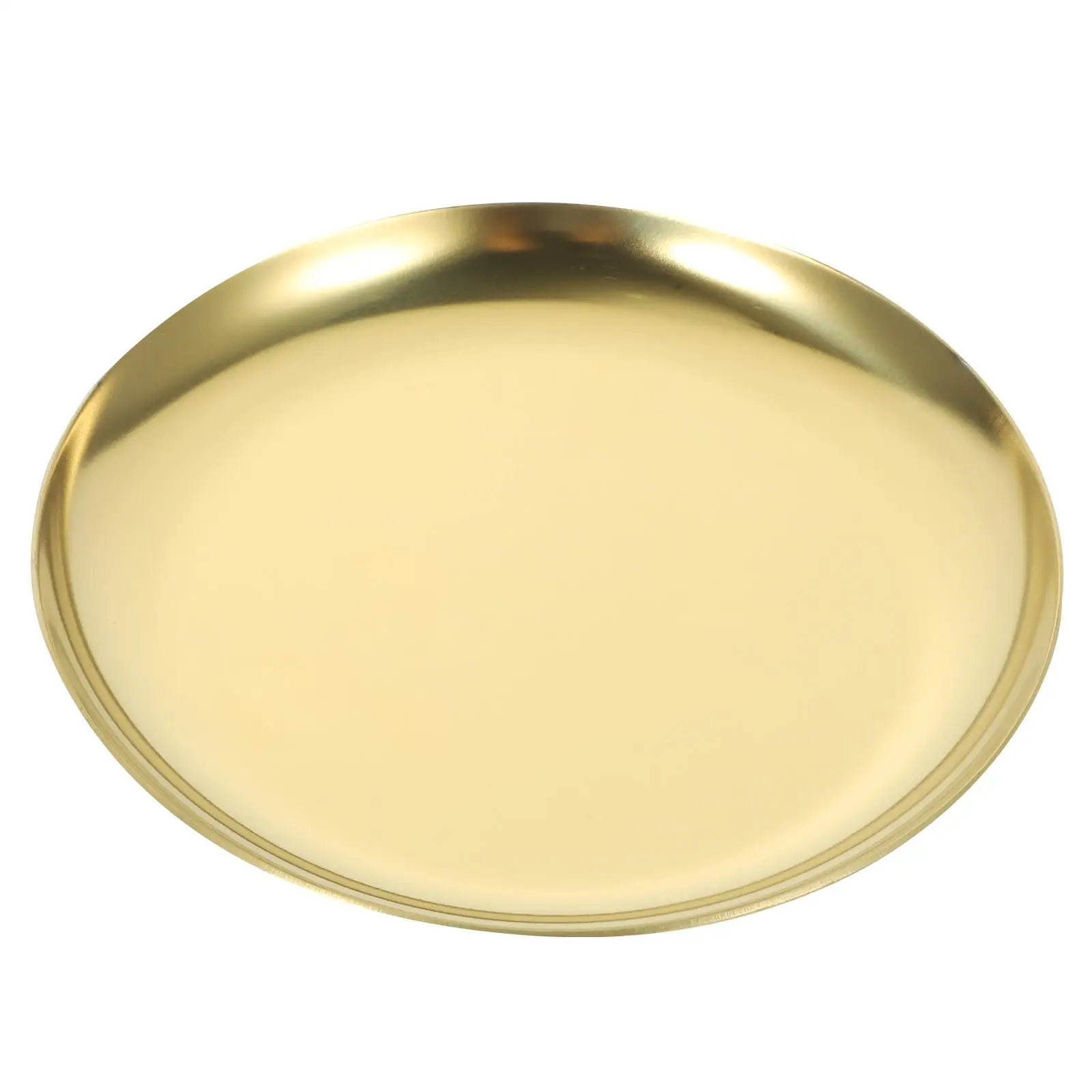 

Golden Metal Round Jewelry Tray Stainless Steel Trinket Dish Ring Holder Decorative Jewelry Dish naments Storage Tray Bathroom