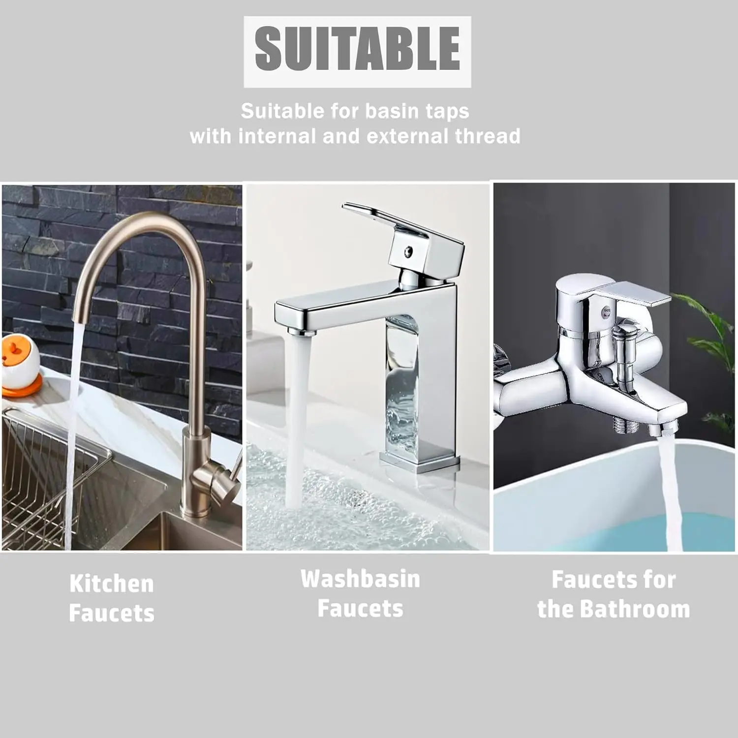 Faucet adapter, universal kitchen faucet hose connector and end quick connector, from kitchen sink to external hose, plumbing ac