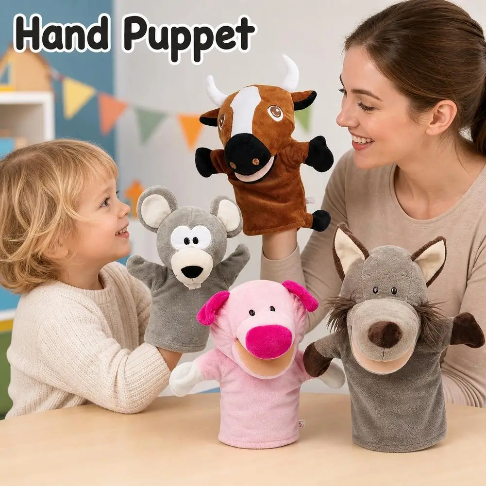1 Pc Kids Plush Finger & Hand Puppet Popular Activity Boy Girl Role Play Bedtime Story Props 3D Animal Decompressing Toy Doll ﻿