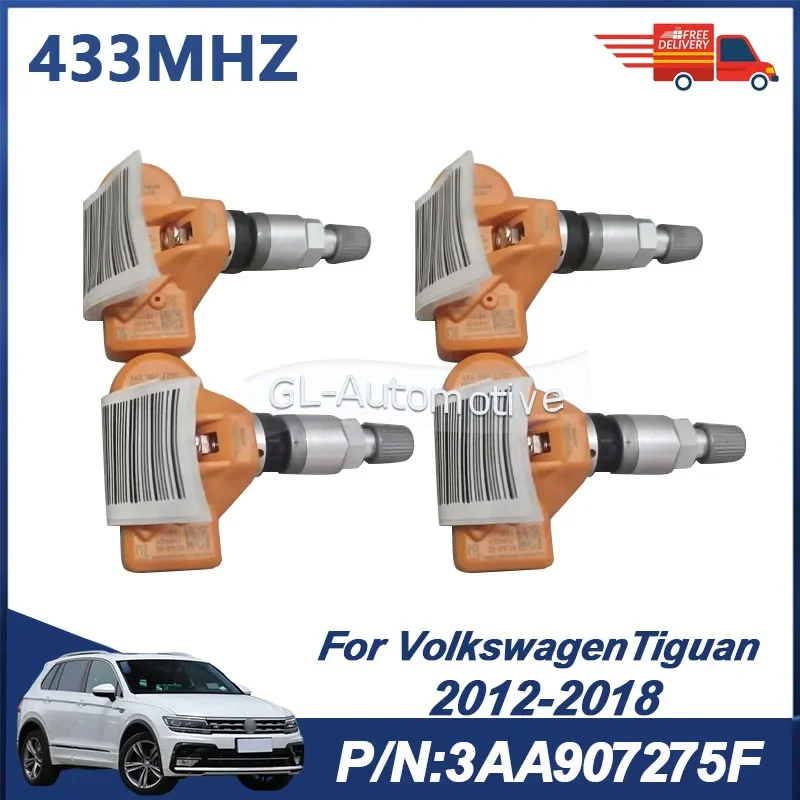 

4PCS 433MHZ 3AA907275F TPMS Tire Pressure Sensor For Volkswagen Tiguan 2012-2018
