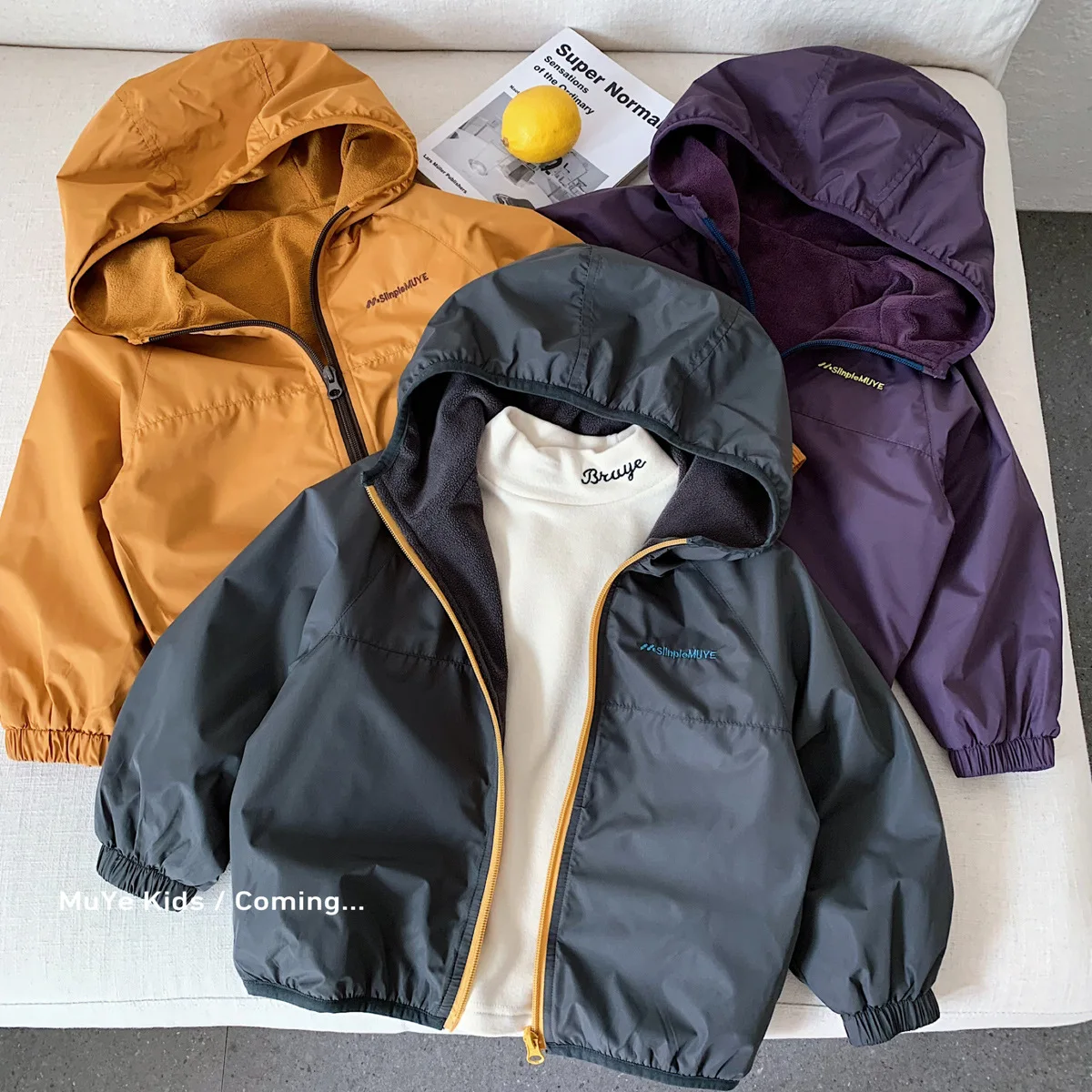 Winter Fleece Jacket for Boys and Girls Korean Version Thick Hooded Assault Warm Jacket
