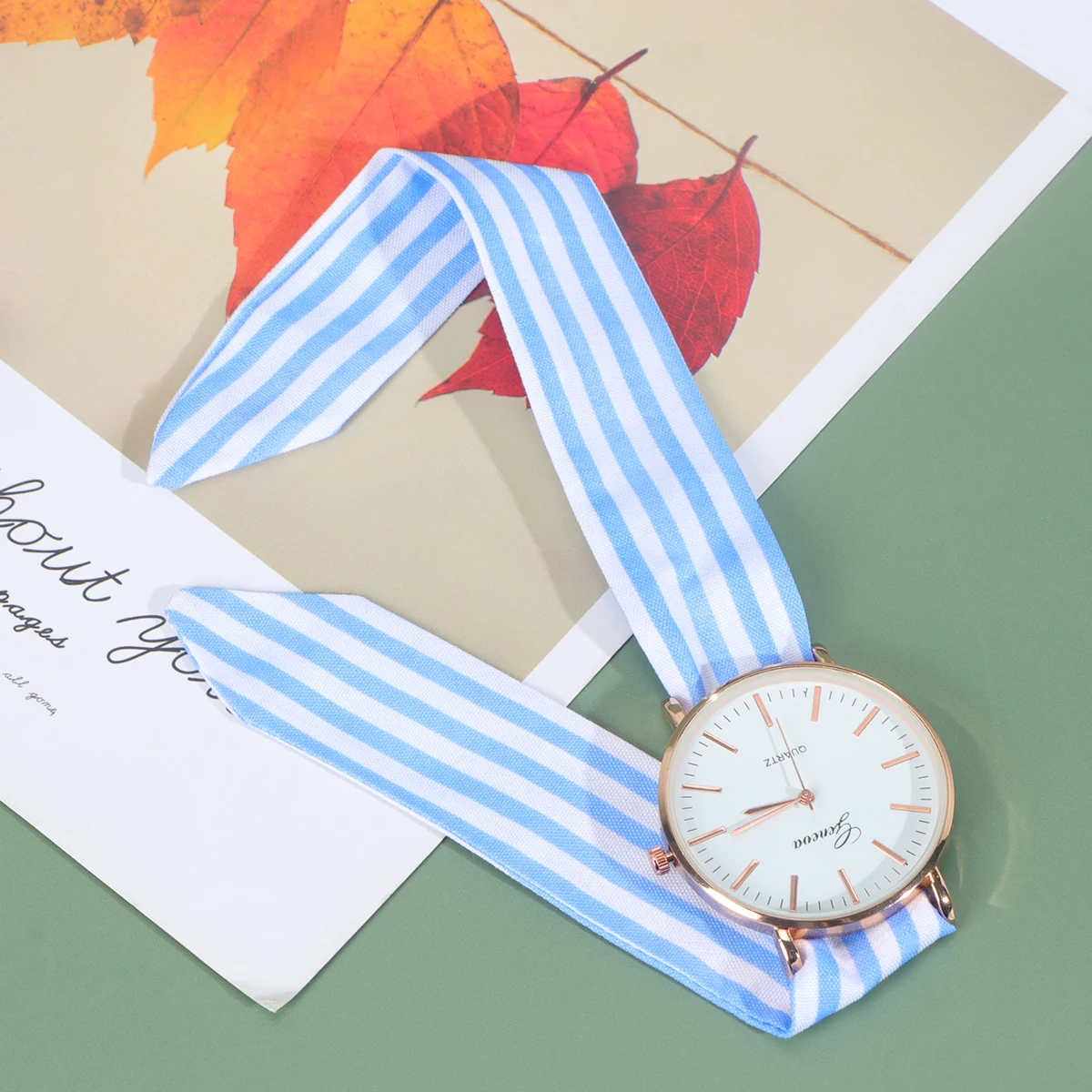 

Bow Watch Versatile Stripe Fashion Wrist Decoration Women Bowknot Polyester Creative