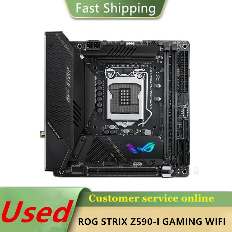 100% Working  ROG STRIX Z590-I GAMING WIFI Original  Z590 DDR4 PCI-E4.0 Motherboard LGA 1200 Support i9 11900K 10th 11th