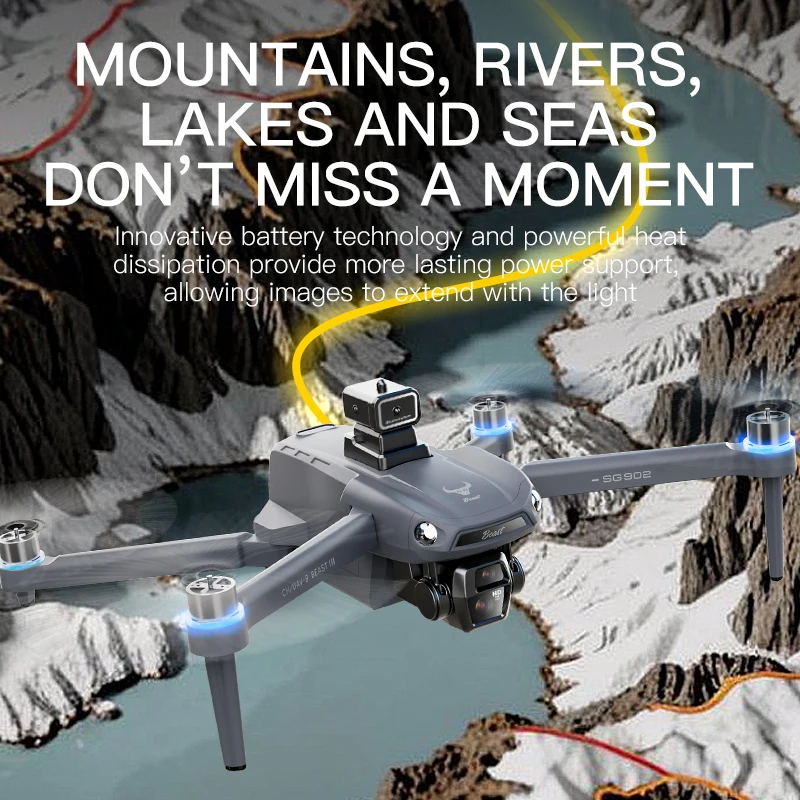 JCMO SG902PRO 전문가용 2K 듀얼 카메라 드론 360 적외선 장애물 회피 지능형 GPS 위치추적 100g 적재량 쿼드콥터