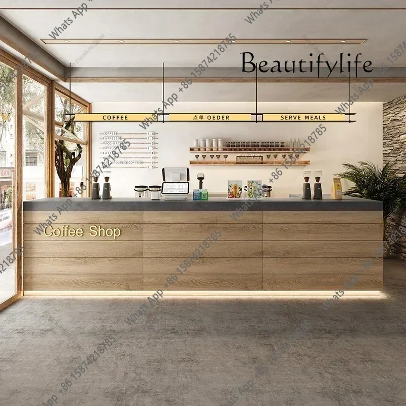 HJ Coffee Shop Bakery Reception Desks Transparent Cabinet Display Stand Design Counter Commercial Furniture Balcão Recepção FYRD