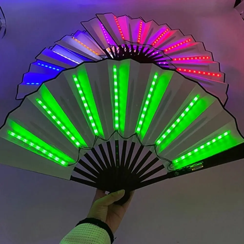Fun Silk LED Fan Luminous LED Light Glow Fan Folding Discoloration Fan Party Dancing