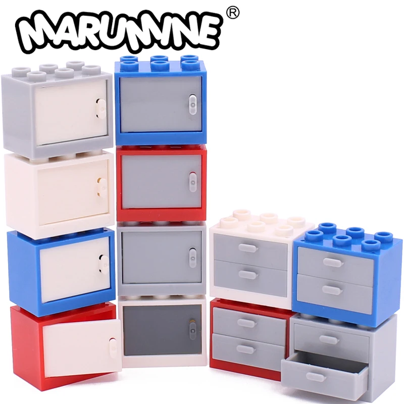 Marumine 5 sztuk MOC cegła szafka pojemnik 2x3x2 szafki kompatybilny 92410 4532 4533 4536 klocki Mini meble części