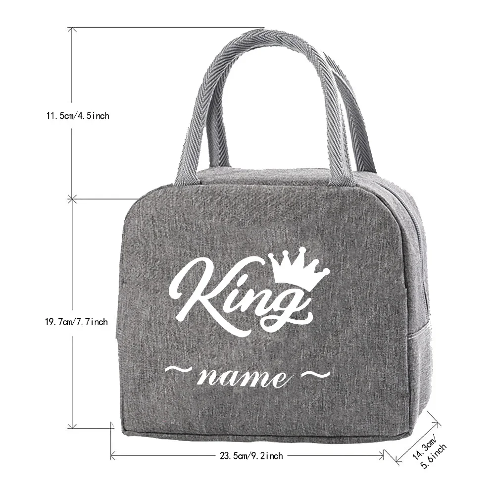 اسم مخصص حقيبة الغداء الرمادية بسيطة ودائمة نزهة الغذاء حقيبة يد عملية مكتب بينتو حقيبة منتج مخصص #2