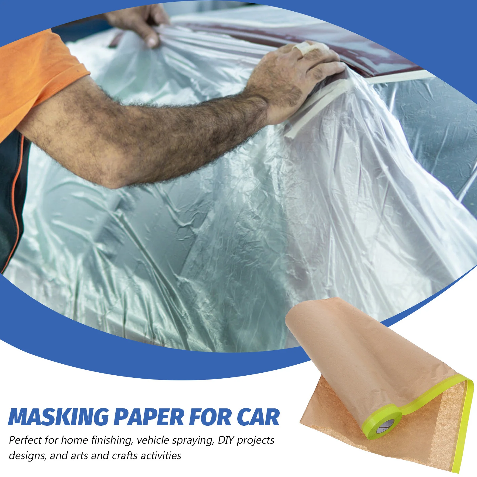 

3 Rolls Masking Film Multi Surface Adhesive Easy Peel for Furniture Floor Car Home Renovation Painting Protective Masking Paper