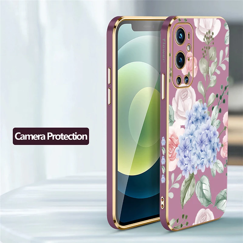 Custodia protettiva per telefono per Oneplus 8T 9 1 + 9 Nord N20 5G 3 CE 2 Lite Custodia morbida in silicone antiurto con motivo foglie di fiori