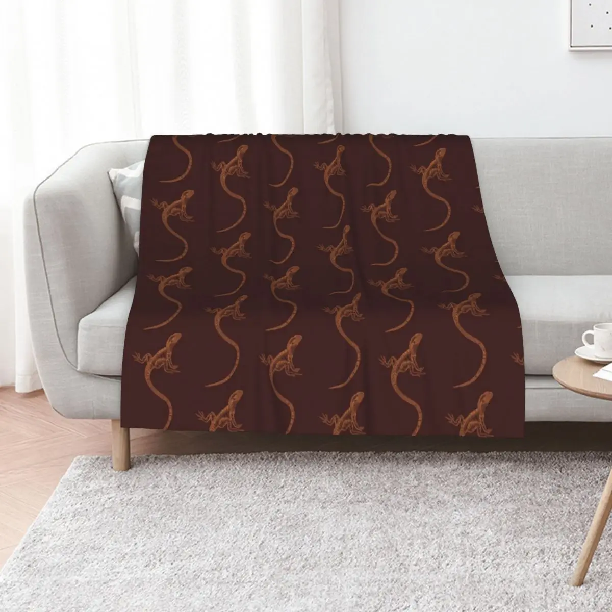 Golden Majestic Australian Water Dragon Line Art Throw Blanket Single sofa bed Hairys bed plaid Plaid Blankets