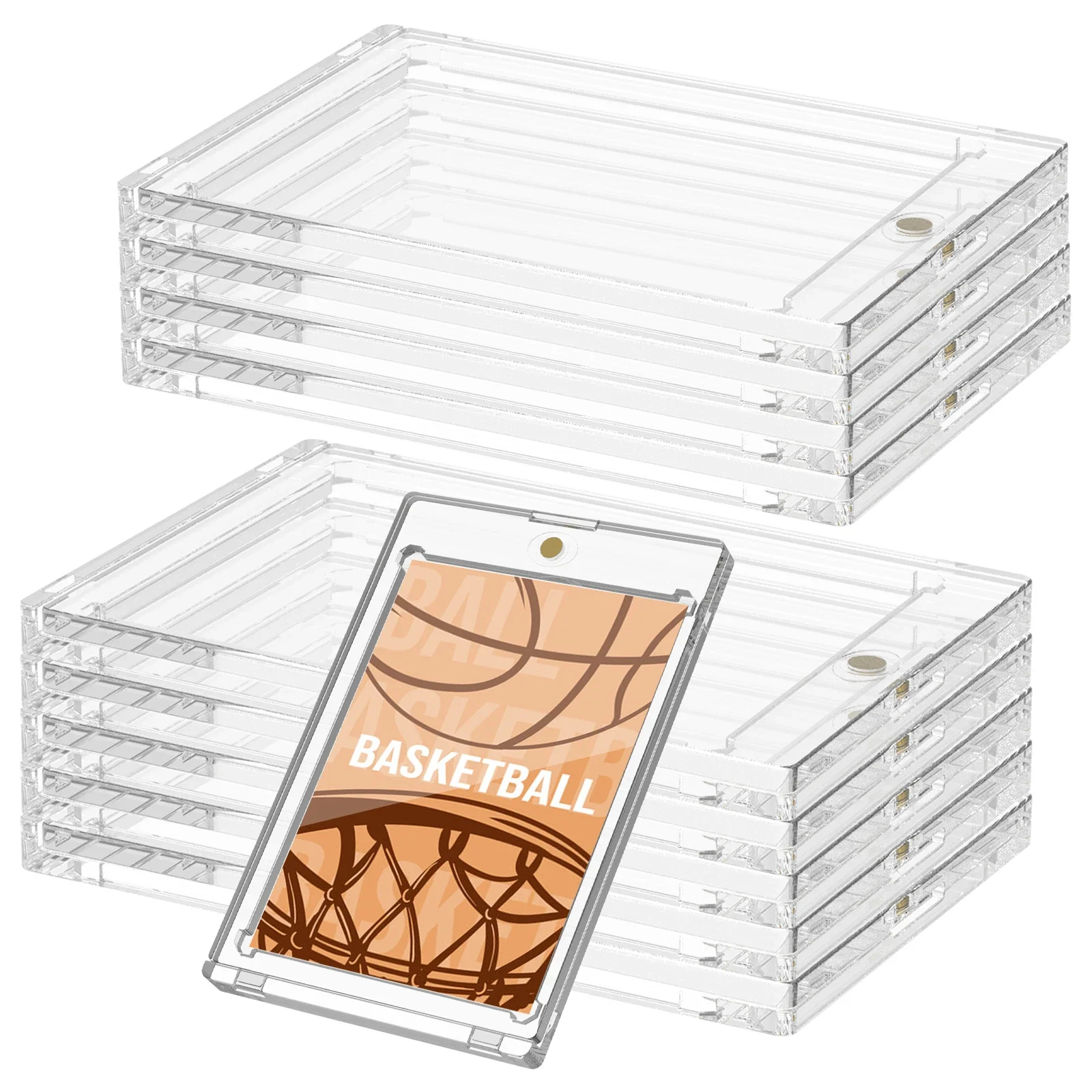 

10Pcs Magnetic 35PT Clear Card Holder Set Plastic Photo Card Protector Waterproof Sports Trading Holders Magnetic Card Case