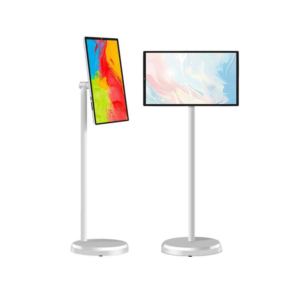 Портативный смарт-телевизор с сенсорным экраном 21,5 дюйма, Full HD 1080P, LED HDTV LCD IPS дисплей, Android 12, Google App, встроенная камера, 60 Гц, белый цвет.