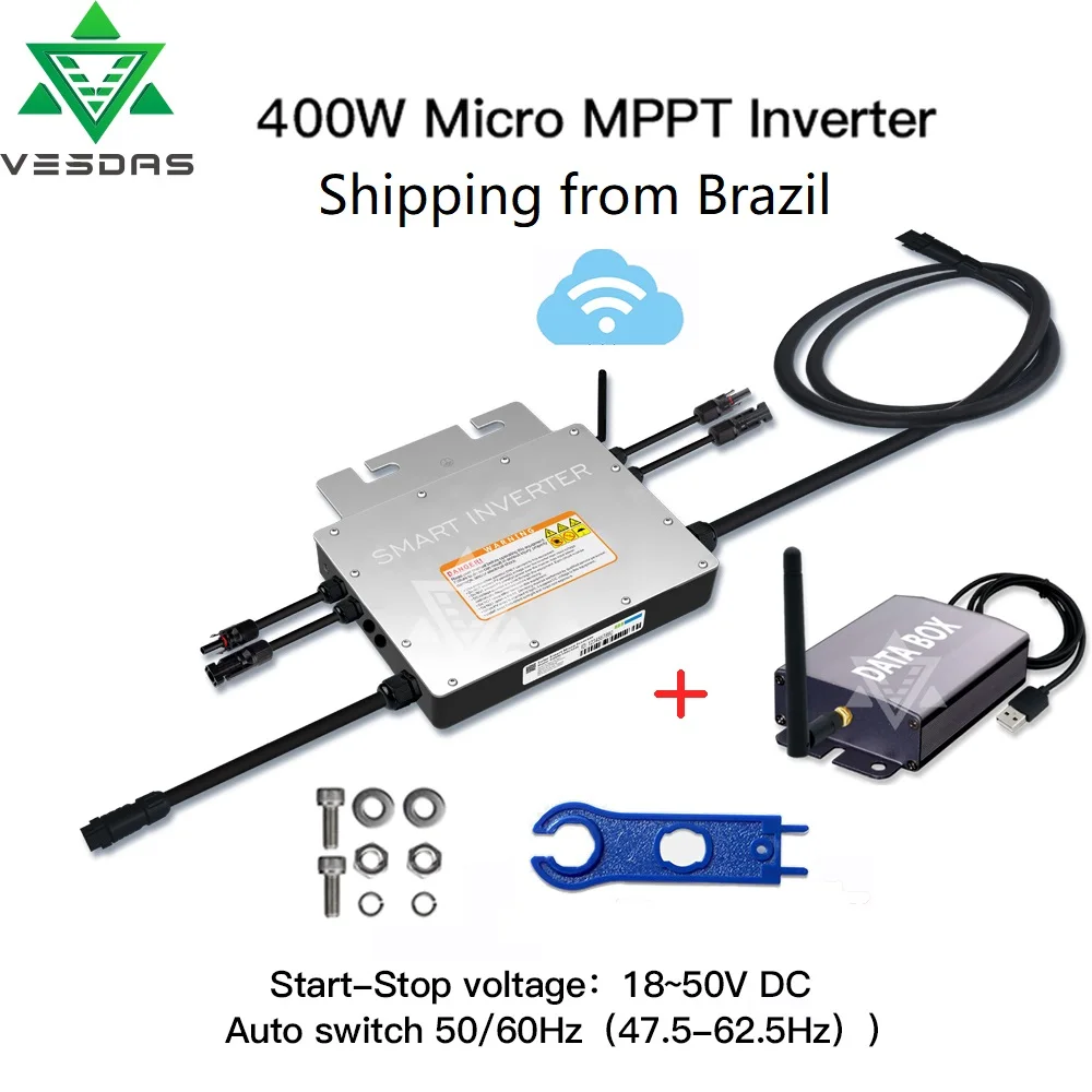 400W IP65,18~50VDC to AC 120V/240V Automatic Pure Sine Wave Inverter for 2*100~200W Photovoltaic Solar Panel Shipping fromBrazil