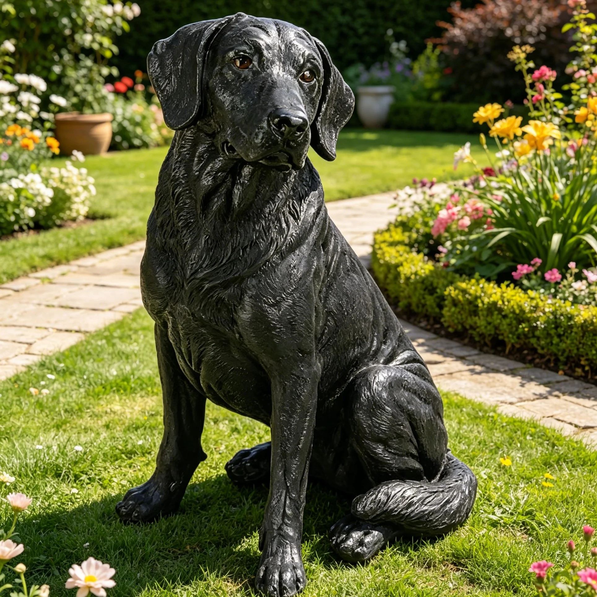 a*-Classic Labrador Retriever Statue Durable Fiberglass Dog Sculpture For Private Villa Garden And Lake House.