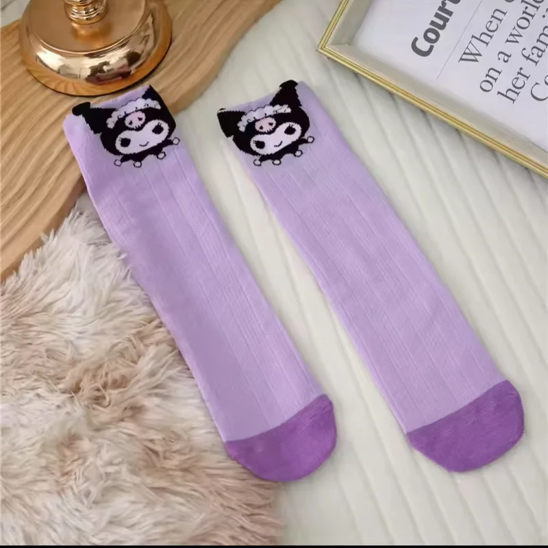 Kuromi الكرتون Kawaii الفتيات مجموعة سانريو أنيمي ربيع الخريف جديد طويل الأكمام تي شيرت عادية الرياضة تنفس السراويل القطنية الناعمة