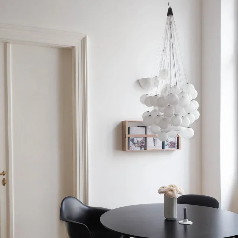 Modern Staircase Led Ceiling Chandelier Luxury Glass Balls  Lamp Living Room French Pendant Light Home Decoration Lustre