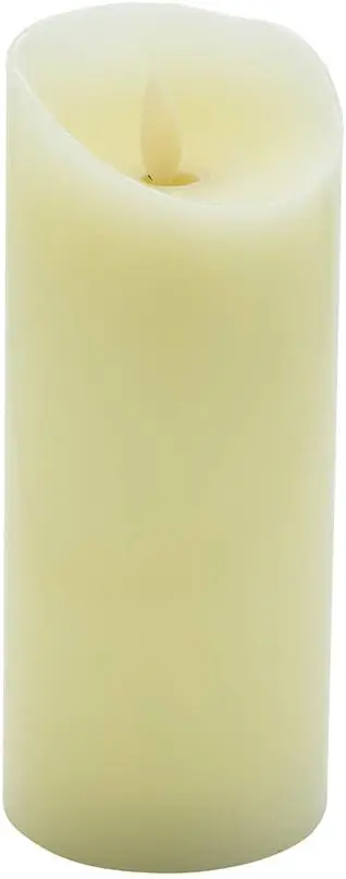 Flameless Ivory Wax Pillar Candles Set Three Inch Seven Inch Dancing Flame Battery Operated Programmable LED Remote Home Wedding