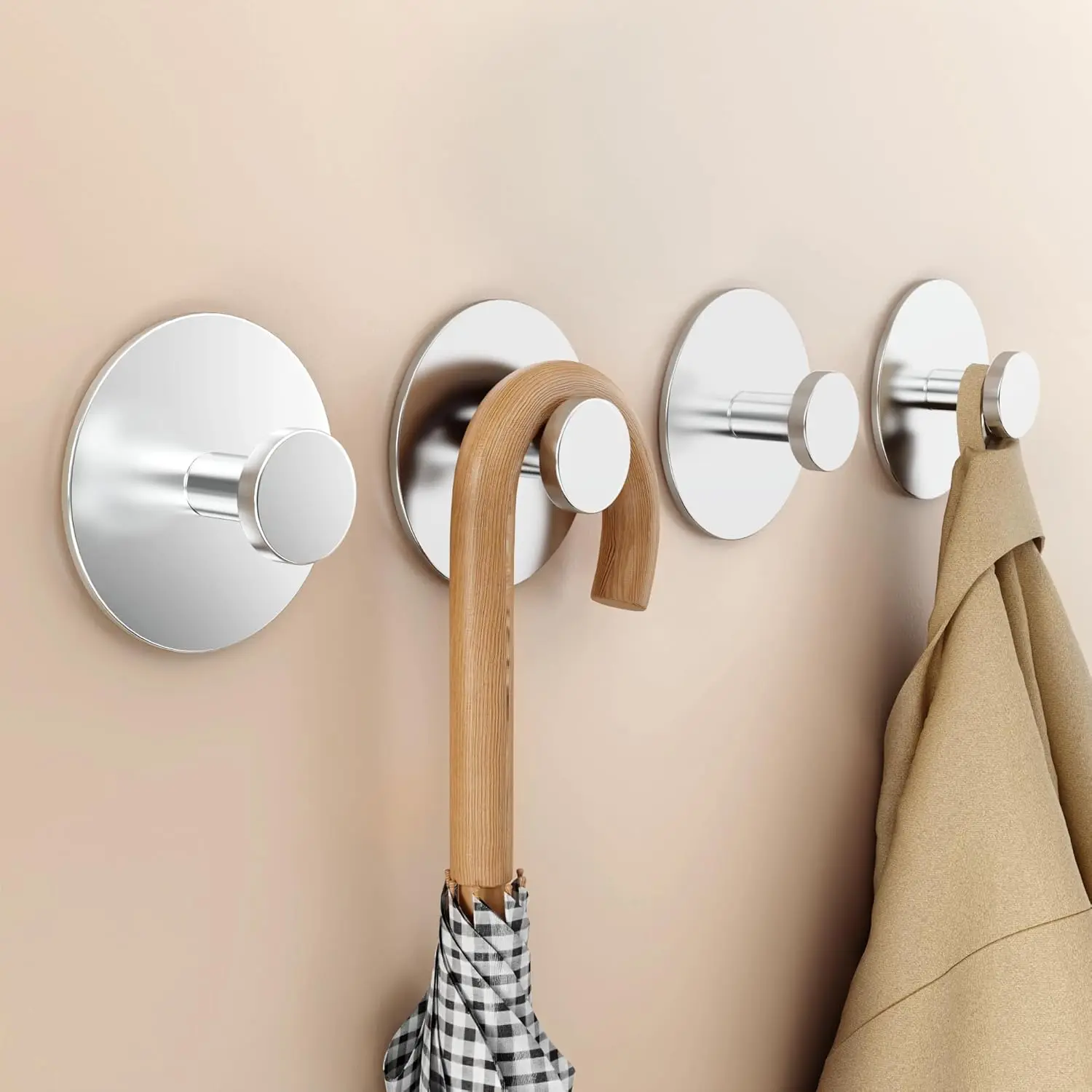 Towel Hooks Extra Sticky Stainless Wall Coat Racks Rustproof Hook Holder Wall Mount Punch-free Hanger for Kitchen Bathroom Home