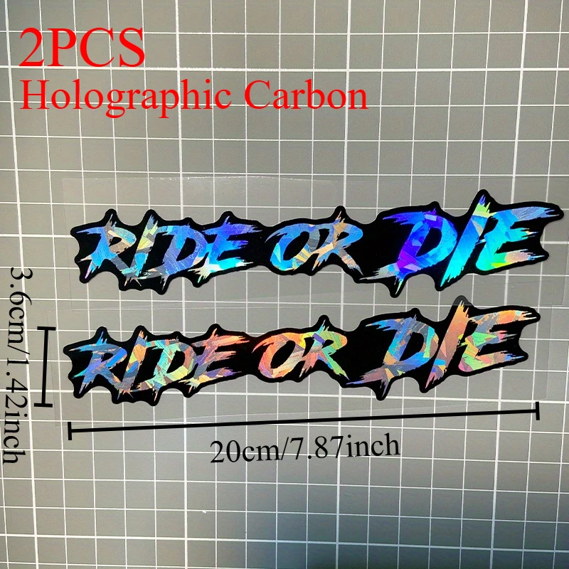 2PCS Ride or Die Motorrad Helm Aufkleber Wasserdicht für Motorrad Helme Linsen Kraftstoff Tank Fahrrad Roller Vinyl Aufkleber
