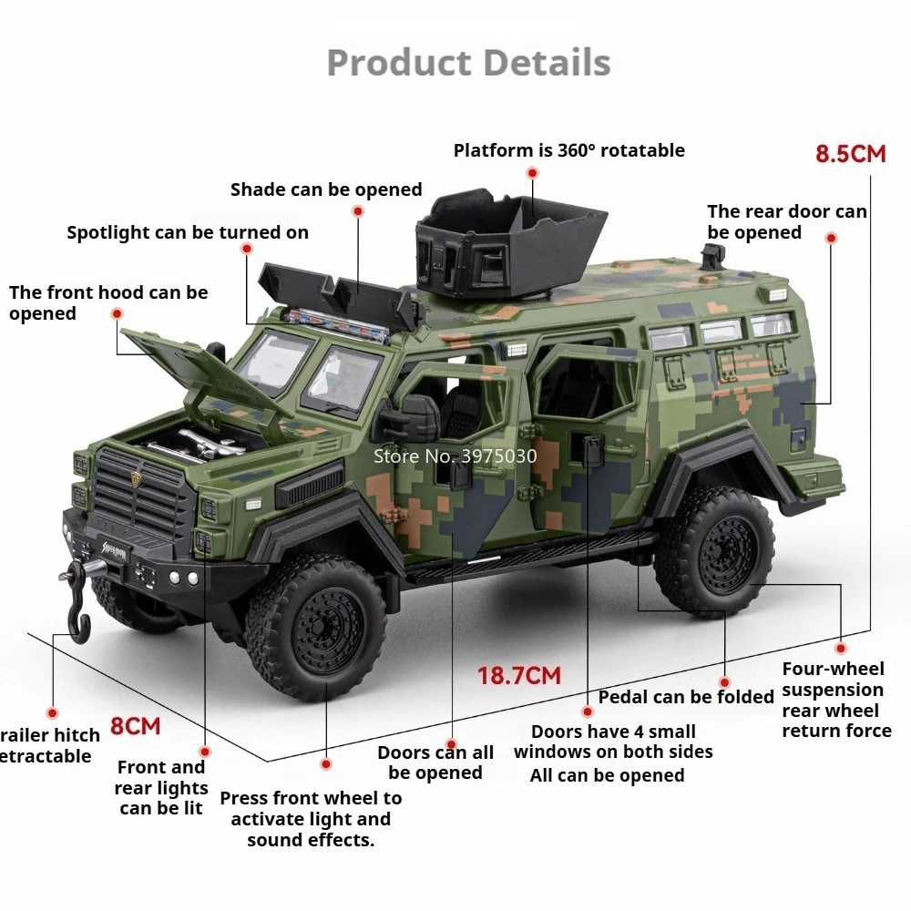 1:32 Sabertooth Diecast Model Alloy Miniature Toys Car Doors Opened Sound Light Pull Back Shock Absorption Vehice Gifts for Kids