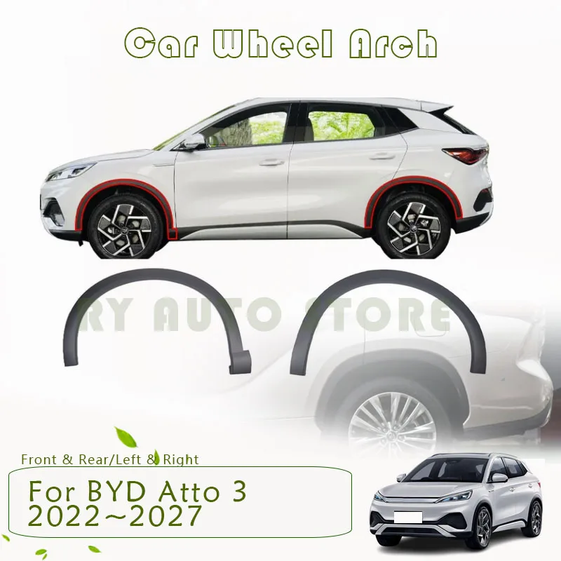 Car Wheel Opening Flare For BYD Atto 3 Yuan Plus SC2E 2022~2027 ABS Fender Front Rear Side Wheel Arch Body Side Panel Accessorie