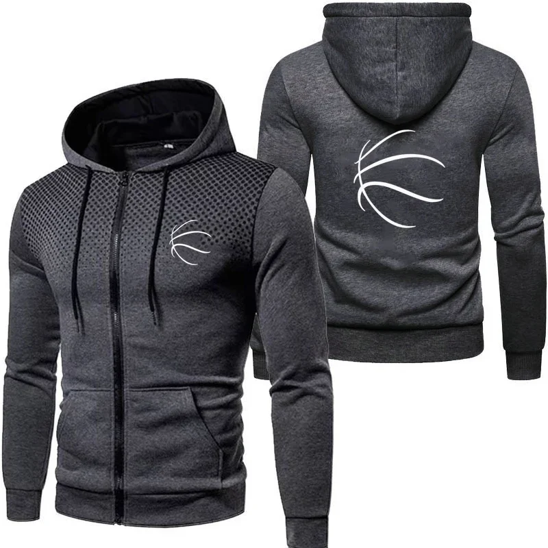 Autumn Men Basketball Sweatshirts Long Sleeve Jacket Hoodie Zipper Closure Jacket Male Hoodies Sweatshirt Slim Fit Male Clothing