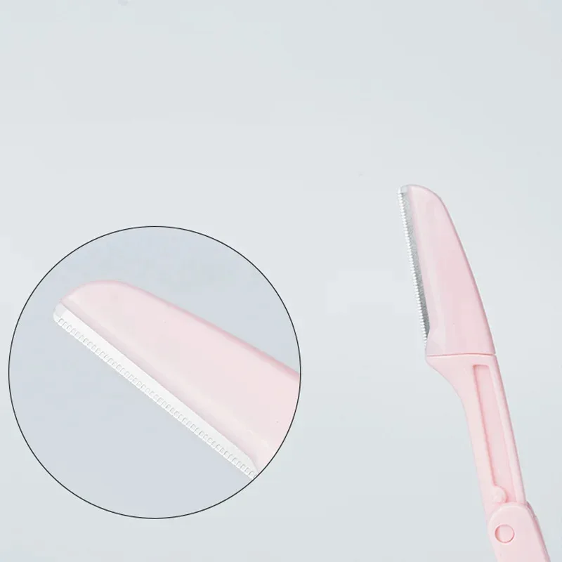 3PCS 휴대용 눈썹 트리머 안전 눈썹 셰이퍼 접이식 눈썹 트리머 면도날 면도기 여성 메이크업 도구