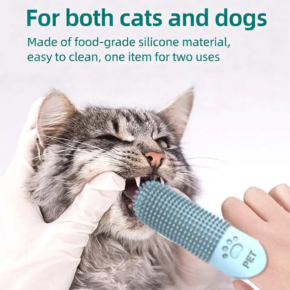 Soft Silicone Pet Toothbrush Teeth Cleaning Fingertips For Cats And Dogs Removing Tartar And Stones Fresh Breath R0U0