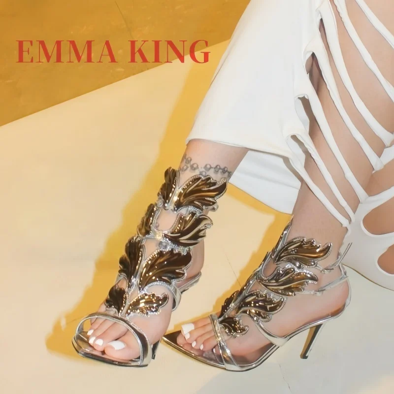 

Женские металлические босоножки на высоком каблуке с крыльевидными элементами, остроносые туфли-стилето с ремешком на щиколотке, роскошные вечерние туфли на высоком каблуке с крыльевидными элементами, размеры 35-44