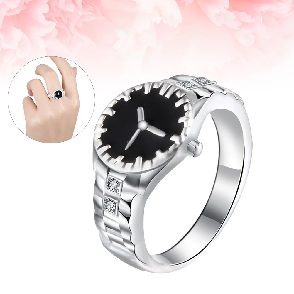 

Silver Size 7 Watch Shape Ring for Couple Stylish Comfortable Fit Ideal for Wedding Party Promise Gift Unisex Jewelry
