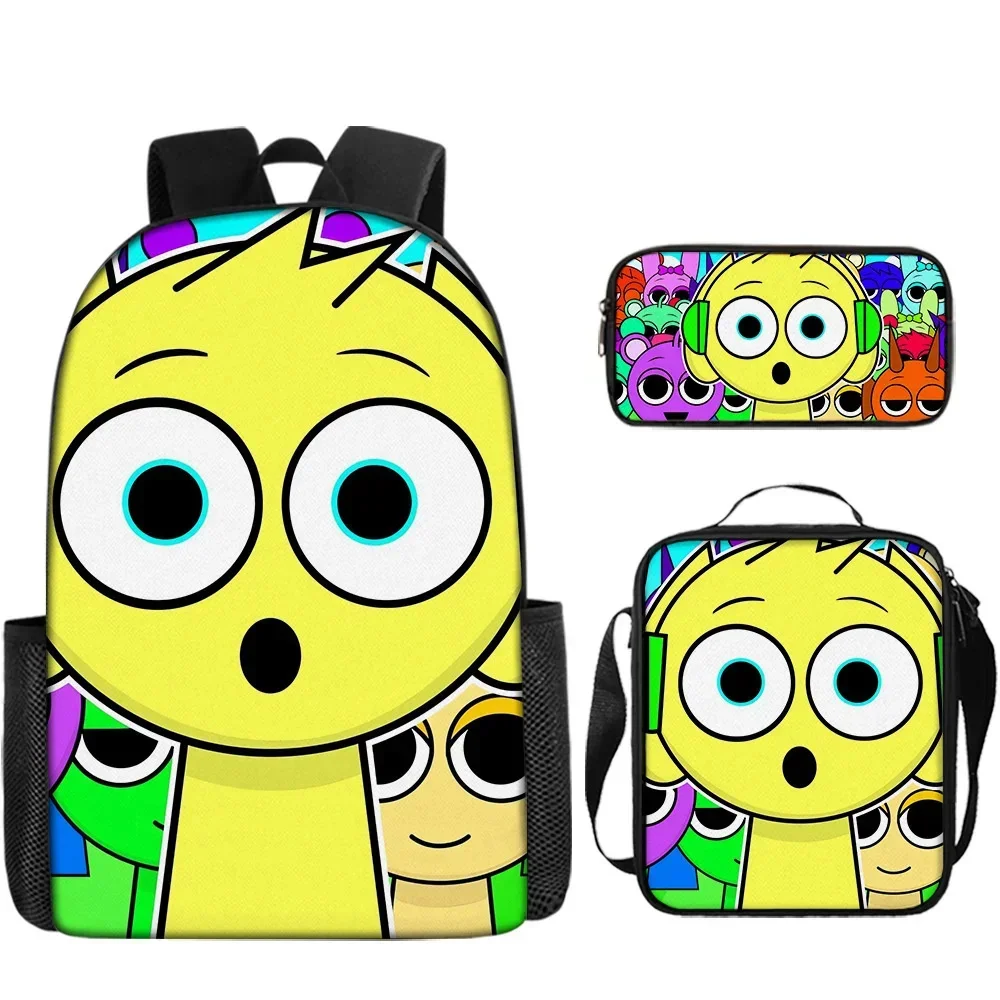 2024 3pcs Sprunki Backpack Rhythm Box 3D Printed Backpack Crossbody Bag Pencil Case Three Piece Set Children's Birthday Gifts