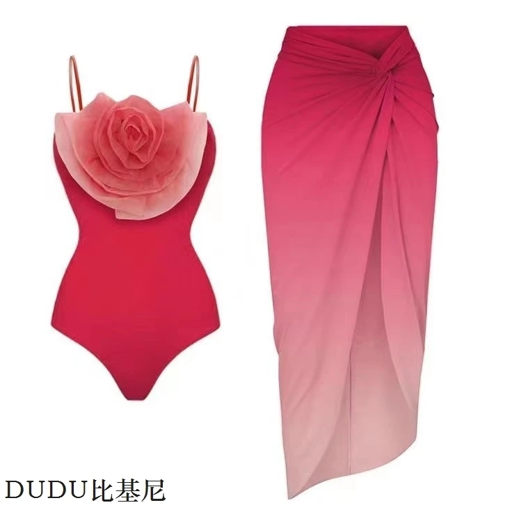 

New one-piece backless sexy swimsuit women's chiffon beach skirt