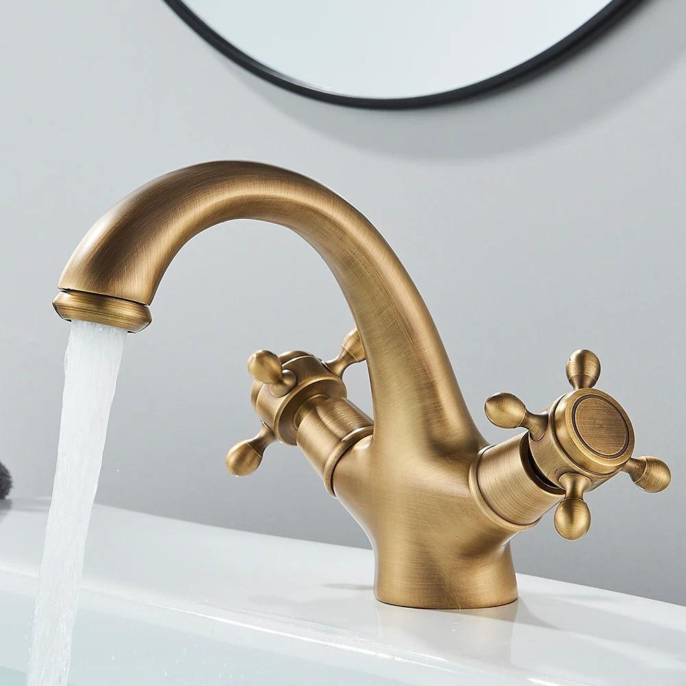 Antique Brass Basin Faucet Single Handle Hot Cold Mixer Tap torneiras Bathroom Basin Vessel Sink Faucet Reto Basin Mixer Tap
