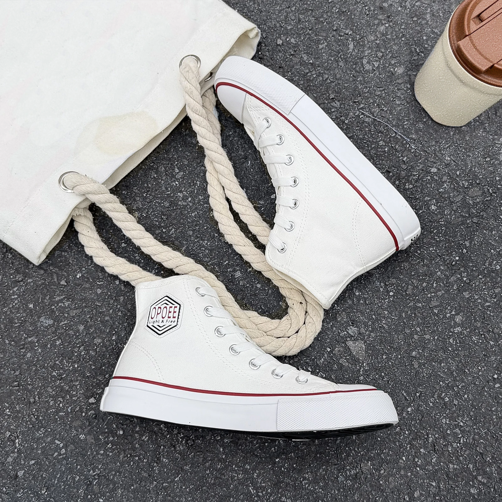 WZ010 OPOEE Komfortable Modische Jugend-Canvas-Schuhe High-Top Schnürschuhe Koreanische Version Trendige Board-Schuhe Atmungsaktive Kinderschuhe – Detail 10