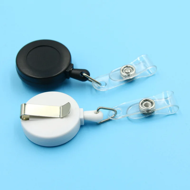 2Pcs Solid Color Plastic Badge Reel Easy To Pull Exhibition ID Tag Badge Holder Clip Retractable Pass Work Card Reels Keychain