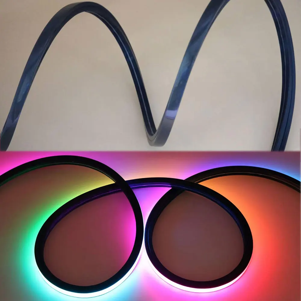 Waterproof Black LED Neon Silicone Cord Light Tube LED Light Strip Flexible Tube for Home Room Bedroom Lighting Decoration