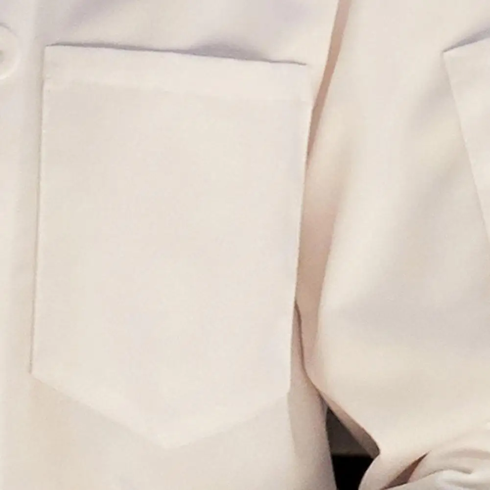 Breathable Kitchen Uniform Chef Uniform Jacket with Stand Collar Double-breasted Button Design Roll-up Cuffs Chest Pocket