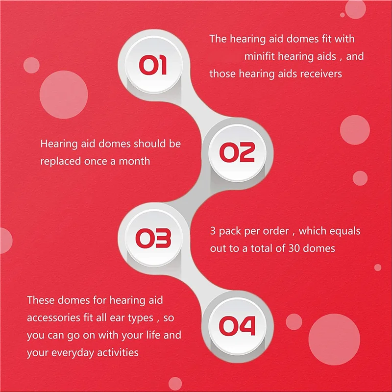 Hearing Aid Dome for Minifit Bass 8mm Open (3 Pack), Hearing Aid Supplies Universal Dome