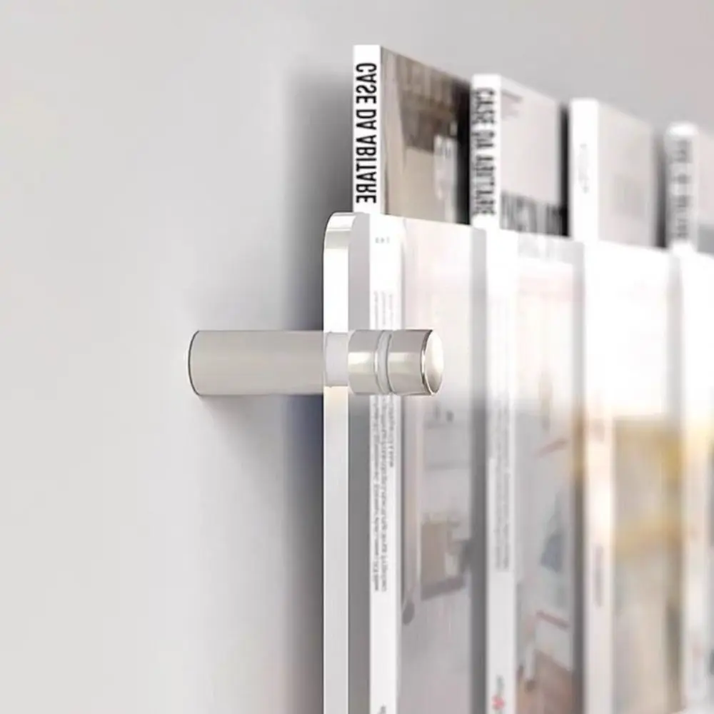 Acrylic Magazine Rack Wall Mount Literature Organizer Floating Bookshelves Italian Brochure Holder Pamphlet Stand Shelf