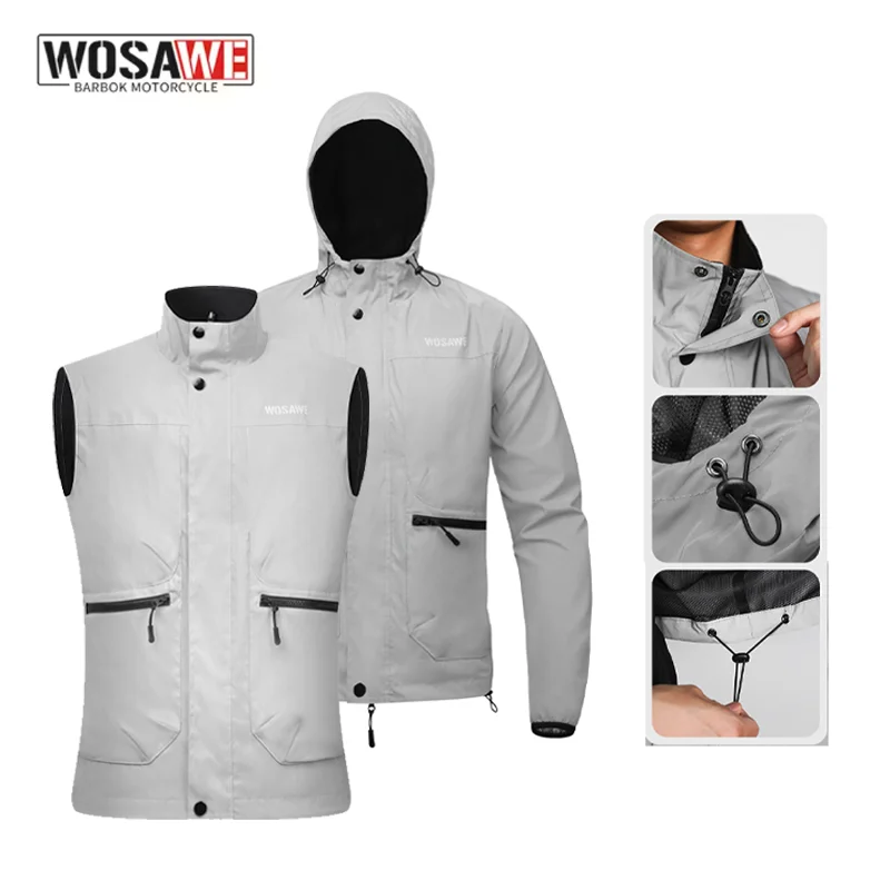 WOSAWE Bicycle Jacket Men Spring Summer Full Reflective Windbreaker Women Water Resistant MTB Road Bike Wear Cycling Long Jersey