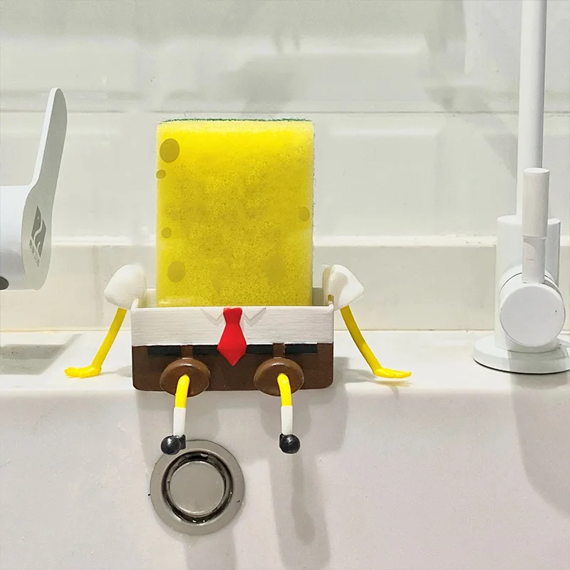 Cartoon Sponge Drain Rack Creative Sponge Holder Home Kitchen Sink Shelf for Dishwashing Brush Drainage Basket Organizer